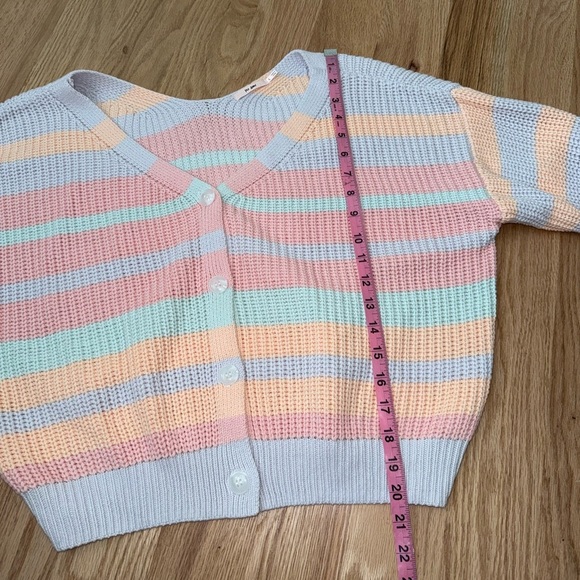 Cotton Blend Striped Colorful Chunky Knit Cardigan Sweater Button Front Large - Picture 7 of 15
